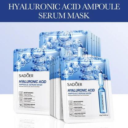 15pcs 24K Gold Hyaluronic Acid Face Mask Facial Firming Moisturizing Anti Wrinkle Whitening Facial Masks Skin Care Products